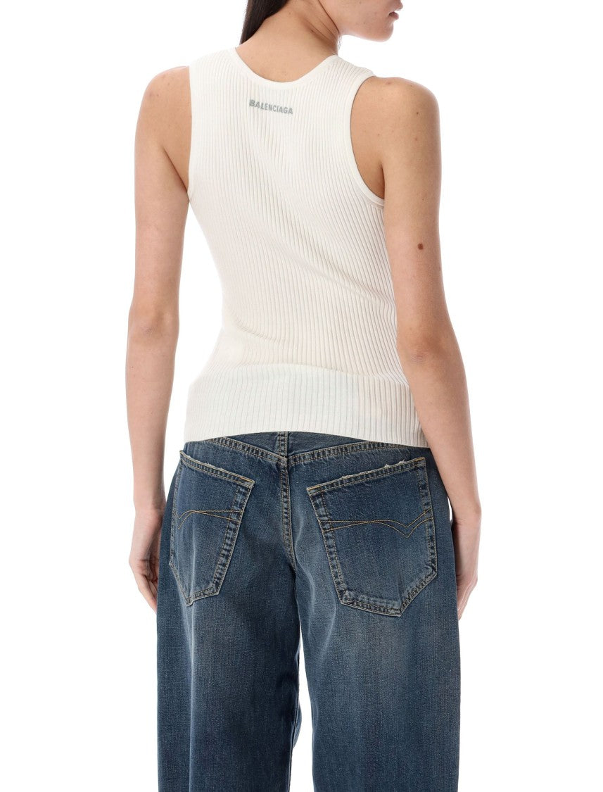 Balenciaga Ribbed White Tank Top