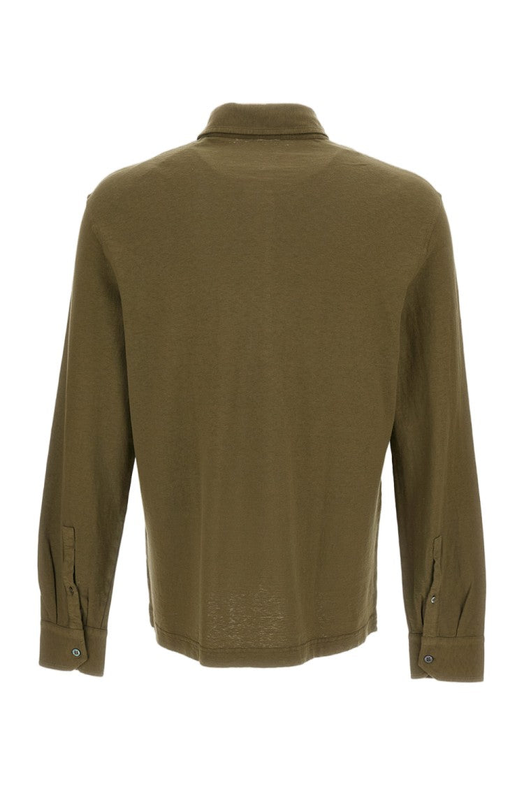Drumohr Green Cotton-Linen Lightweight Casual Shirt