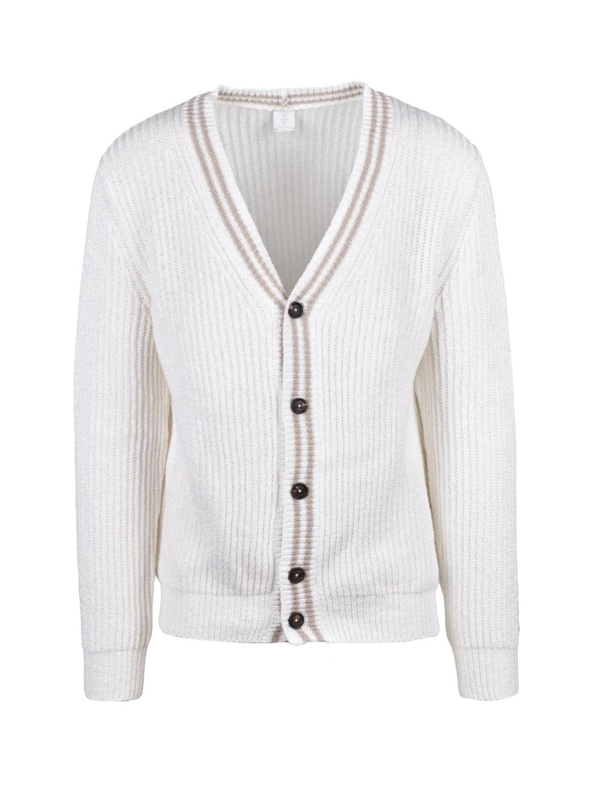 Eleventy White Cotton Men Cardigan
