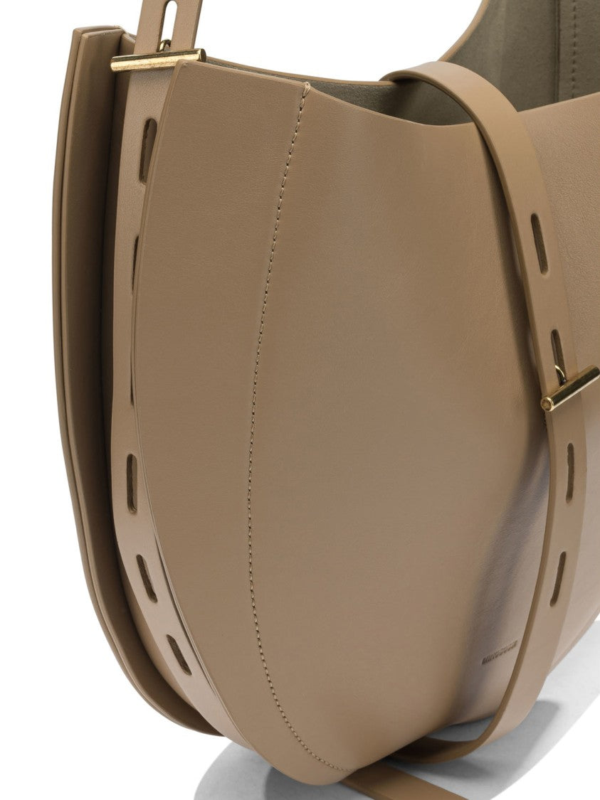 Minobossi Curved Leather Shoulder Bag