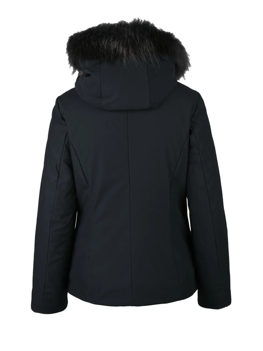 Bomboogie Fitted Stretch Coat With Removable Fur Trim