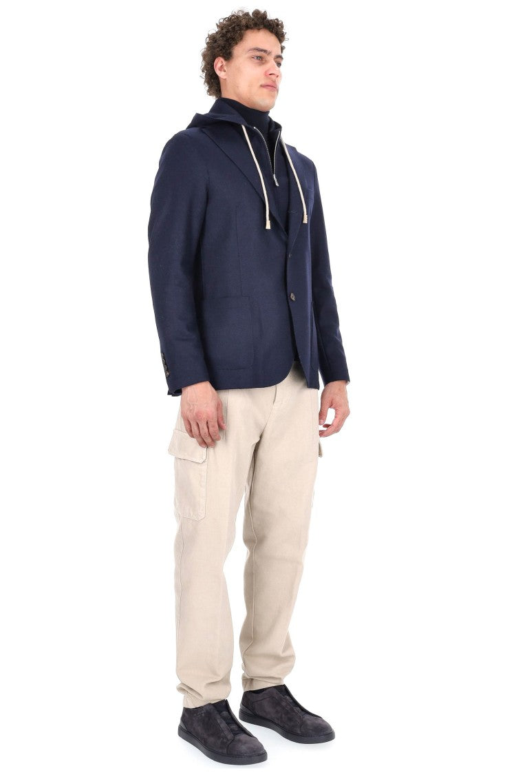 Eleventy Jersey Wool Jacket With Detachable Yoke