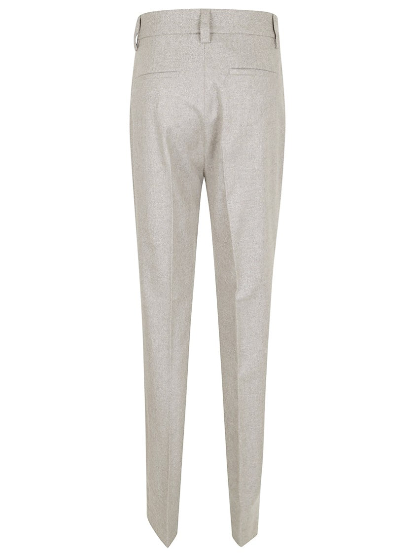 Antonelli Tailored High-Waisted Trousers With Pleated Front And Textured Finish