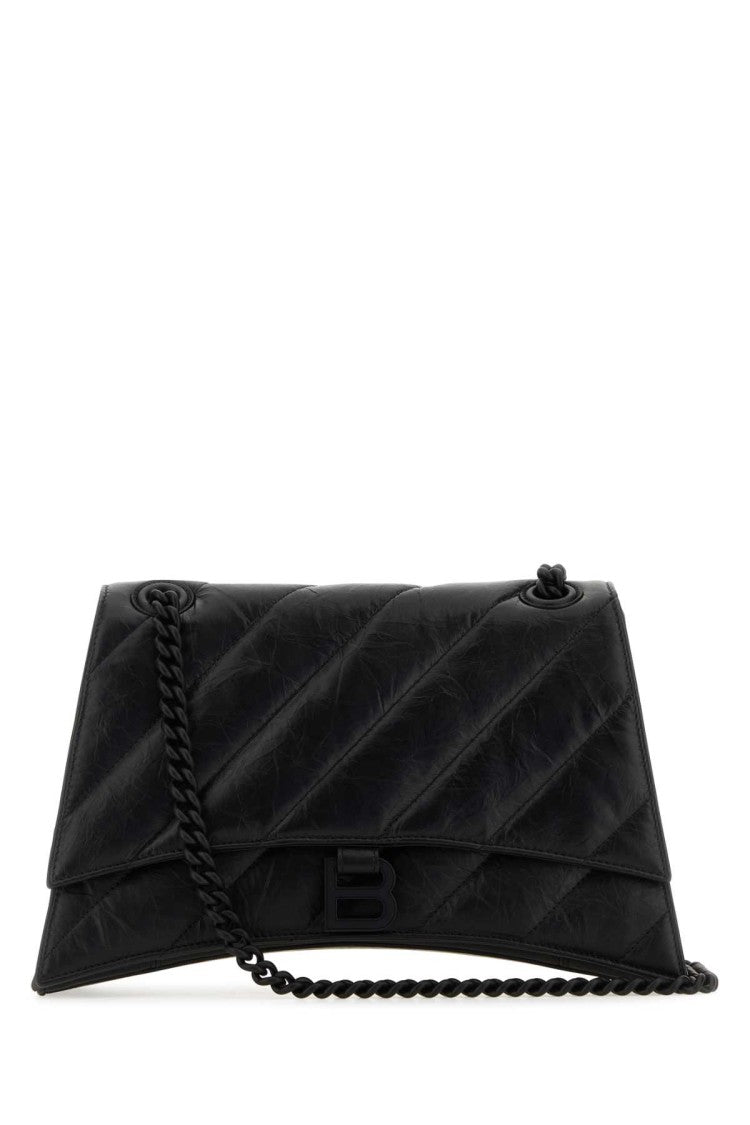Balenciaga Black Leather Crush M Shoulder Bag