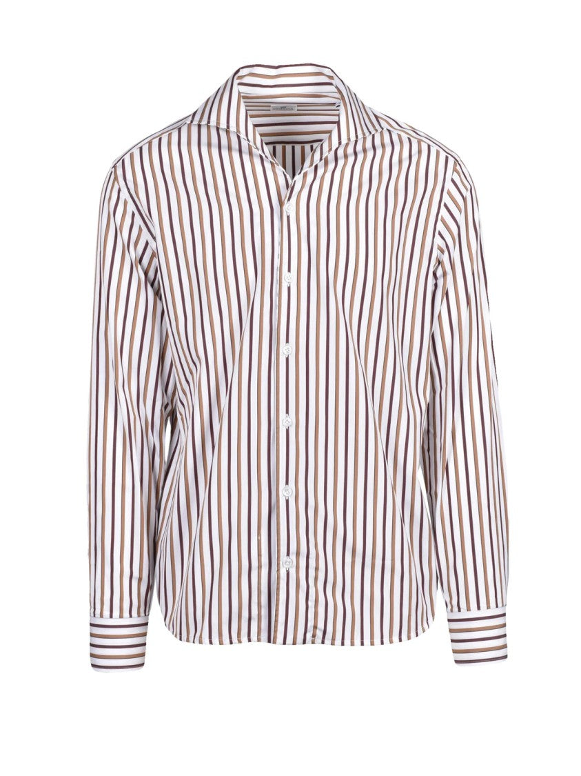 Sonrisa White/Brown Two-Tone Cotton Shirt