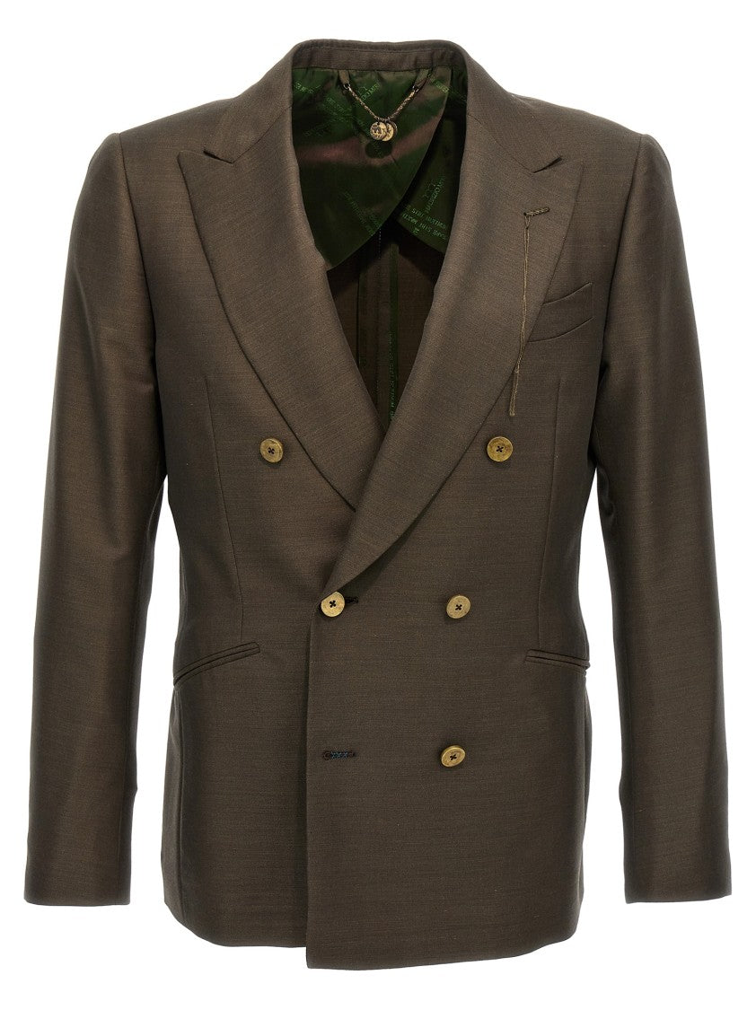 Maurizio Miri Double-Breasted Wool Blend Blazer With Classic Button Closure