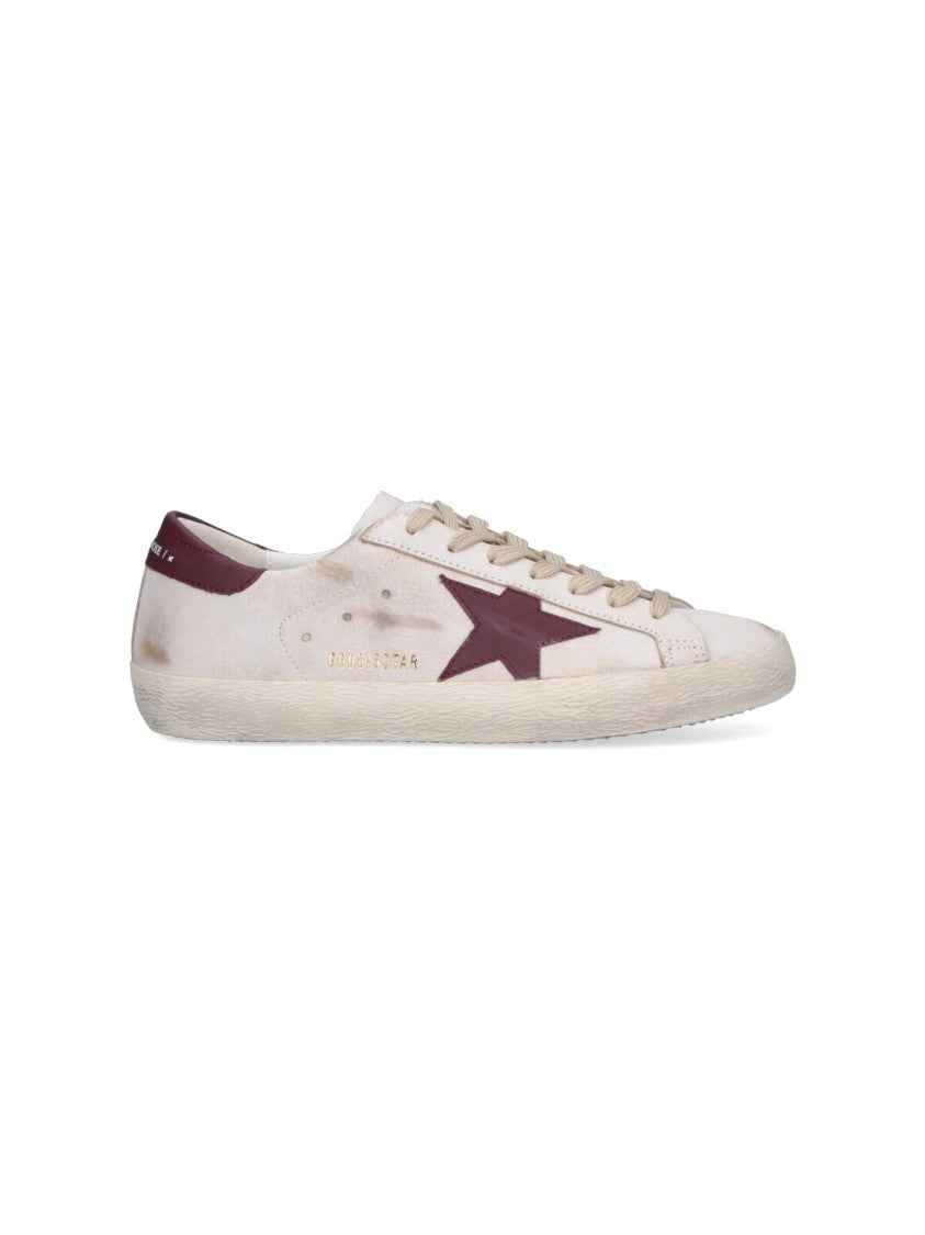 Golden Goose White Super-Star Distressed Leather Low-Top Sneakers