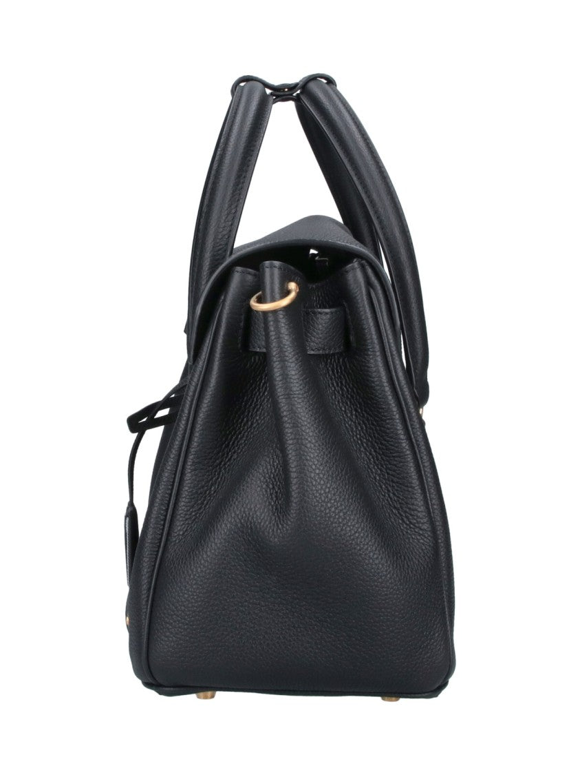 Thom Browne Black Bolton Structured Calf Leather Handbag
