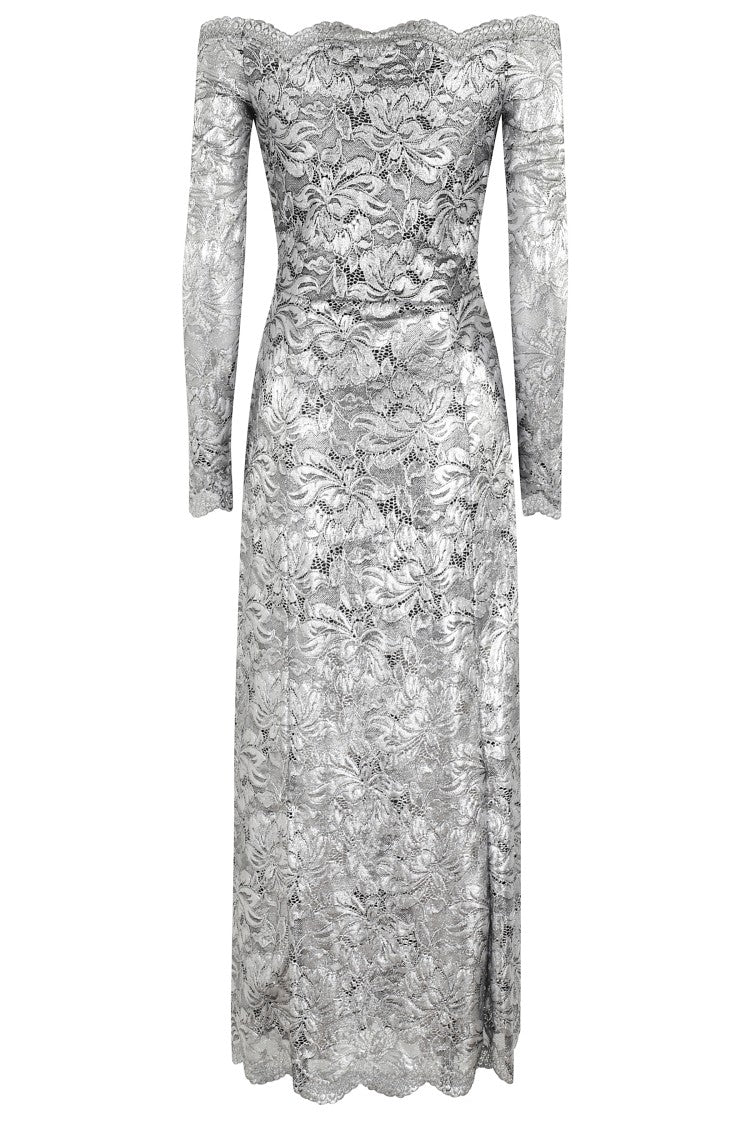 Rabanne Ankle-Length Metallic Lace Rabanne Dress With Scalloped Hem