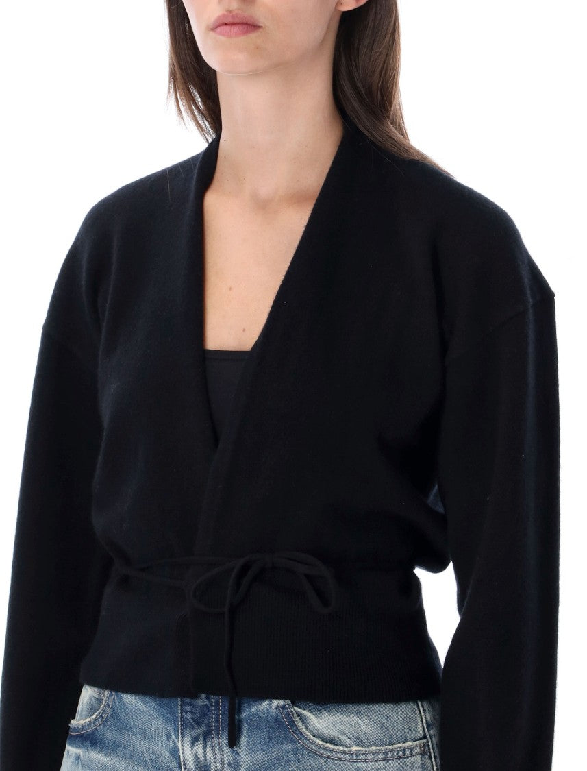 Extreme Cashmere Black Ella Wrap-Style V-Neck Cardigan