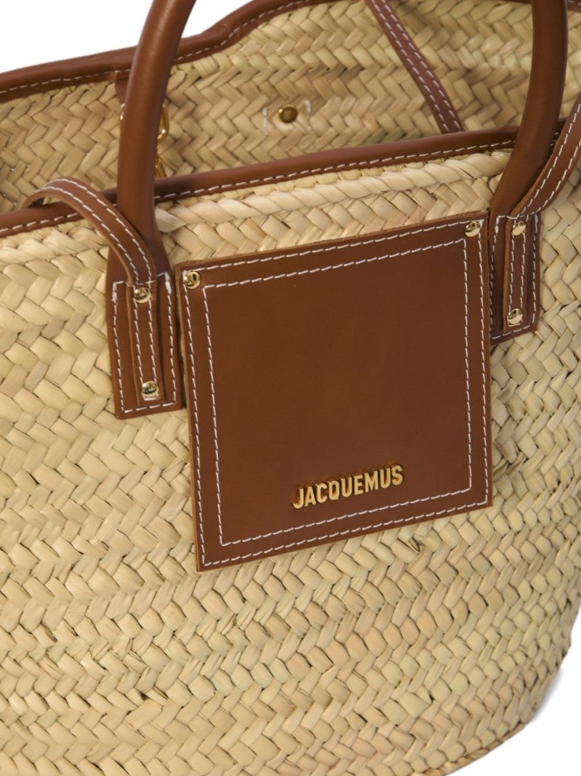 Jacquemus Woven Straw Tote Bag With Structured Silhouette