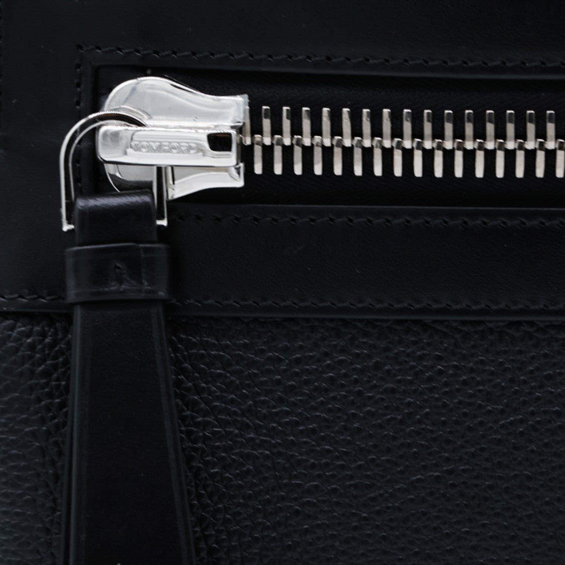Tom Ford Black Leather Backpack With Contemporary Design
