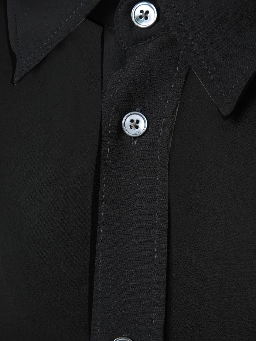 Ami Sheer Black Shirt With Classic Collar