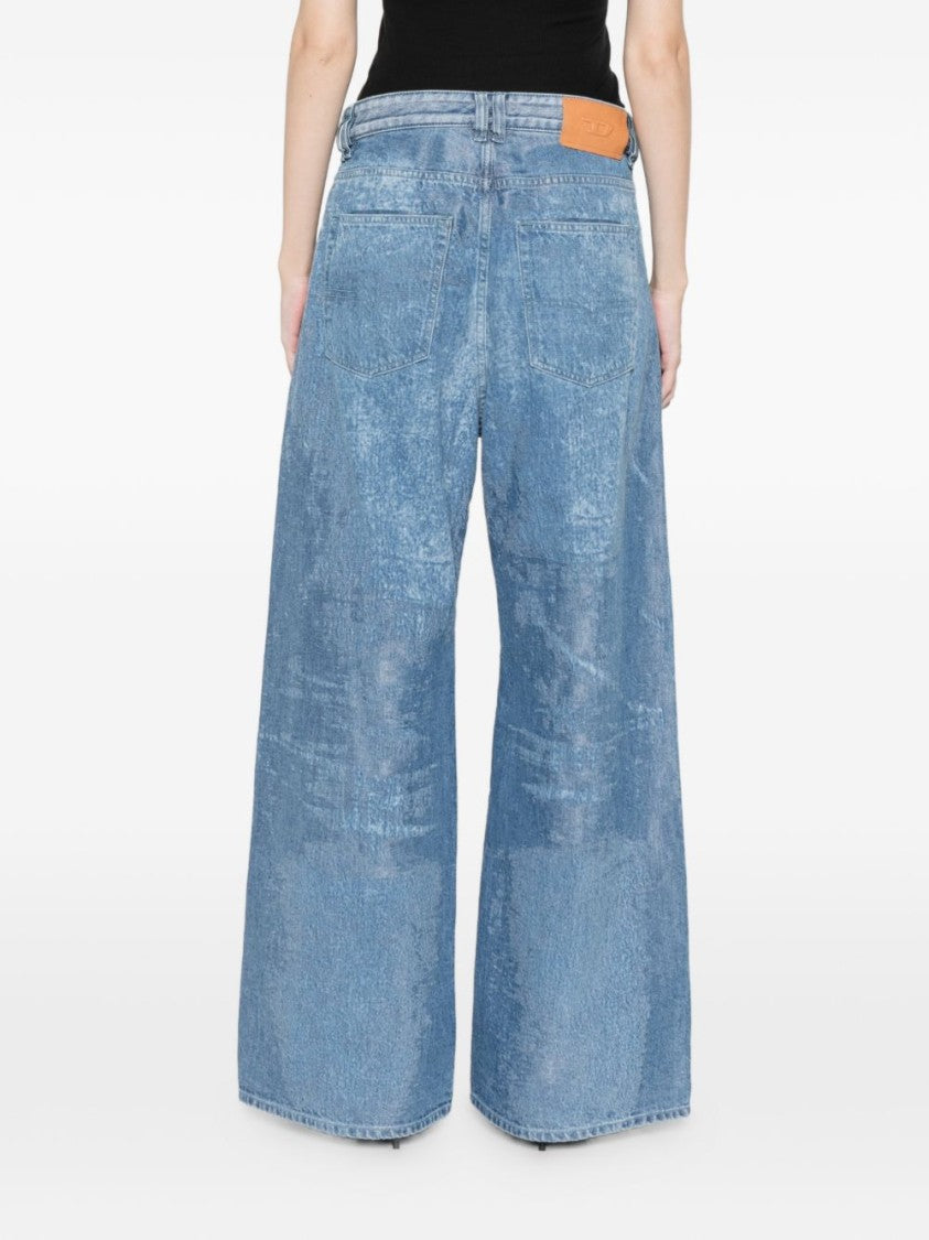 Diesel Denim Blue Silk And Nylon Jeans