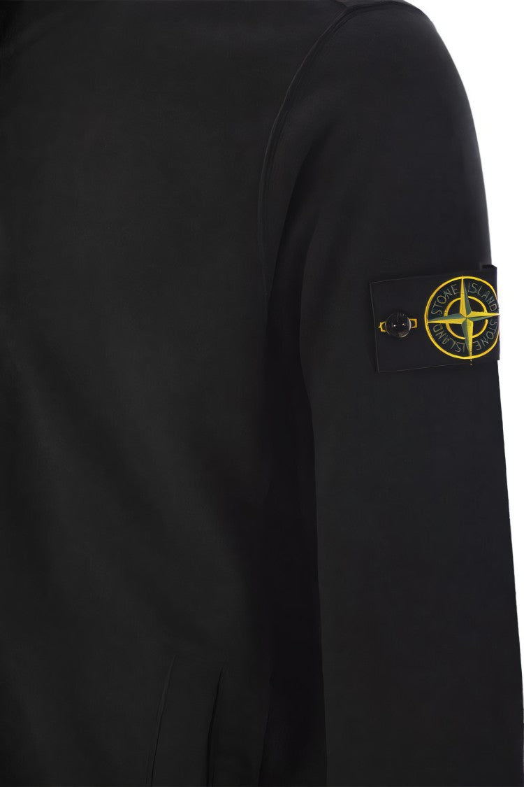 Stone Island Black Hooded Sweatshirt With Zip Closure