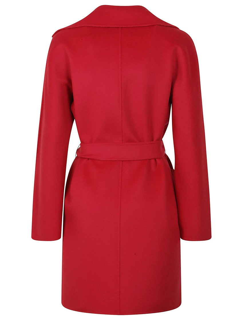 Max Mara Tailored Red Coat With Belted Waist
