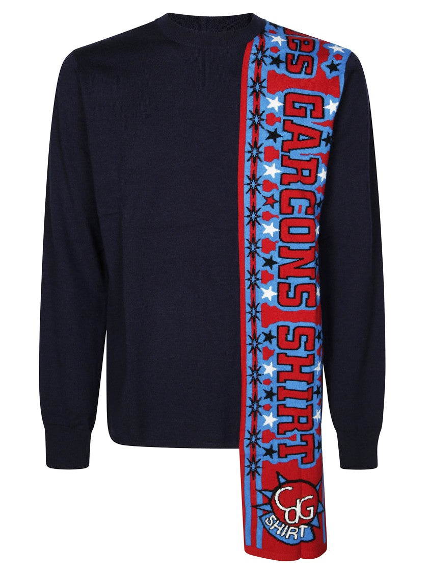Comme Des Garçons Textured Knit Sweater With Classic Crew Neckline