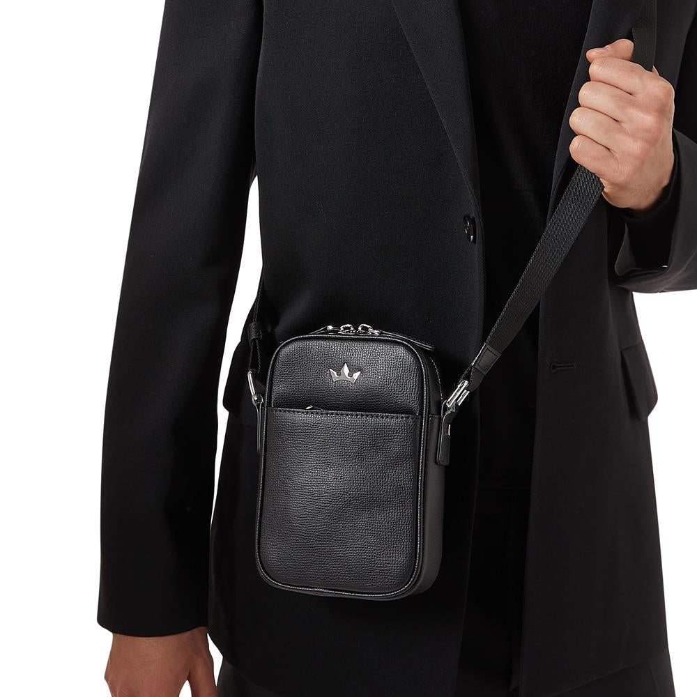 Roderer Award Mini Messenger Bag > Italian Leather Black