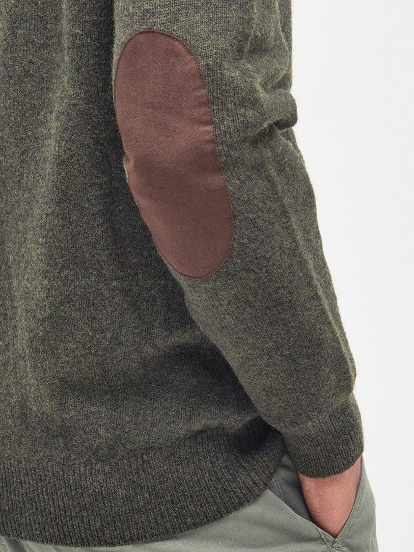 Barbour Essential Zip-Through Cardigan With Suede Elbow Patches