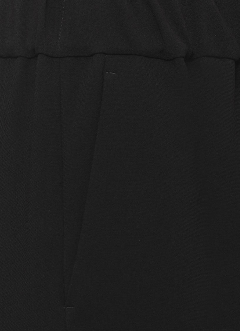 Alberto Biani Black Elasticated Waistband Relaxed Wide-Leg Formal Pants