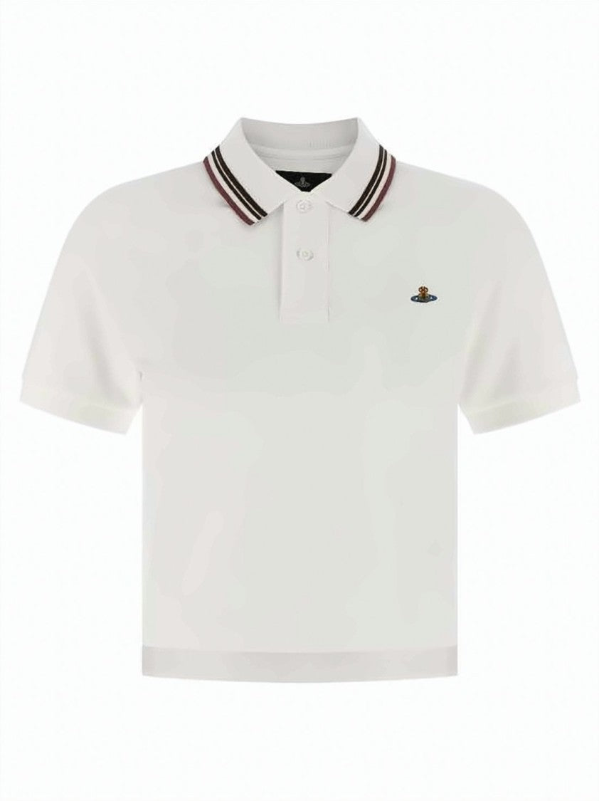 Vivienne Westwood Cropped Polo Shirt With Classic Collar And Contrasting Stripes