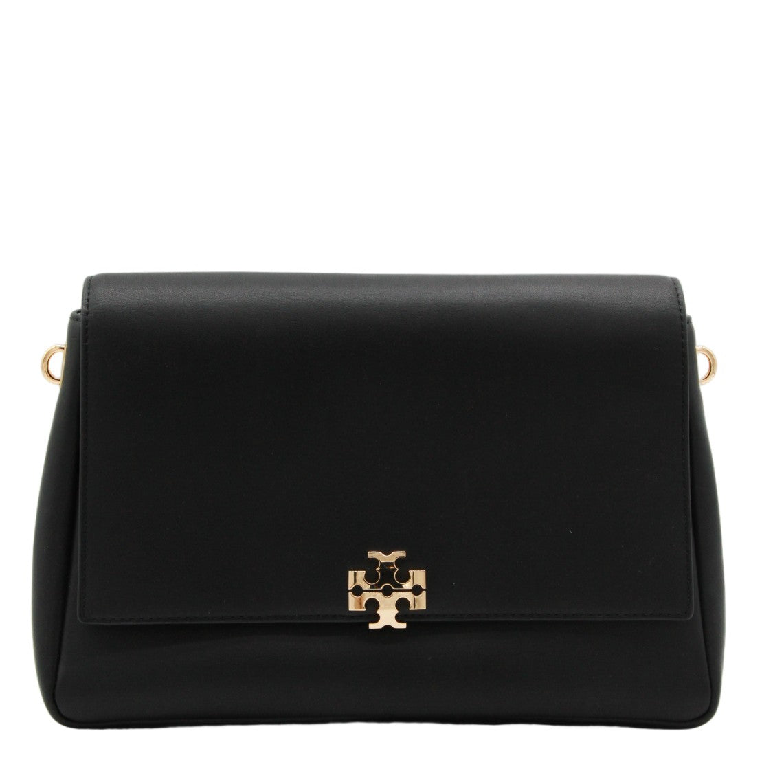 Tory Burch Structured Black Handbag With Flap Closure And Gold Emblem