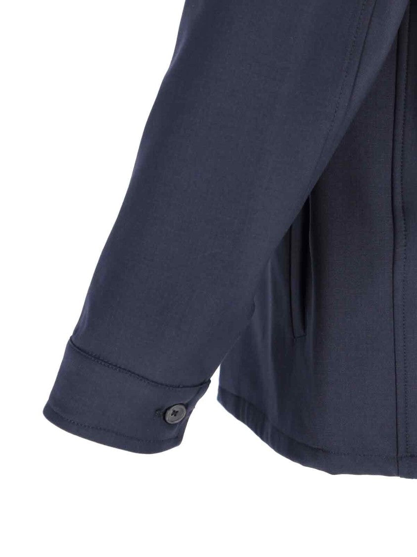 White Sand Wool-Blend Shirt – Navy