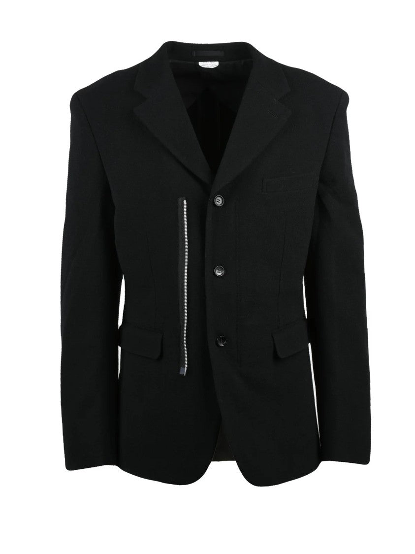Comme Des Garçons Black Unlined Flap Pockets Wool-Blend Jacket
