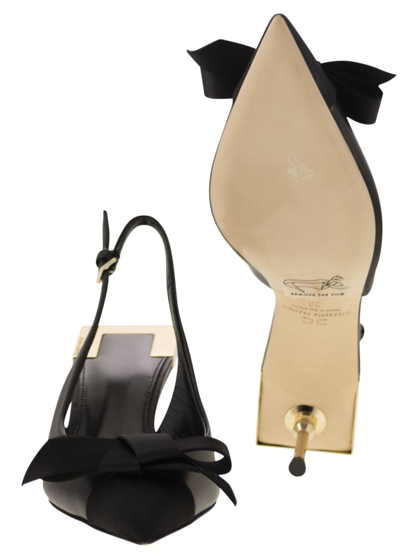 Elisabetta Franchi Nappa Leather Slingback With Satin Bow