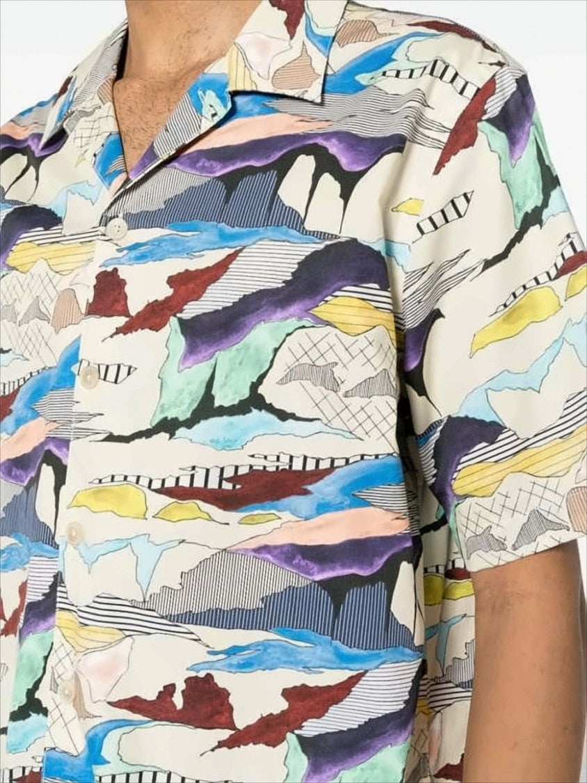 Paul Smith Short-Sleeve Camp Collar Shirt With Abstract Pattern