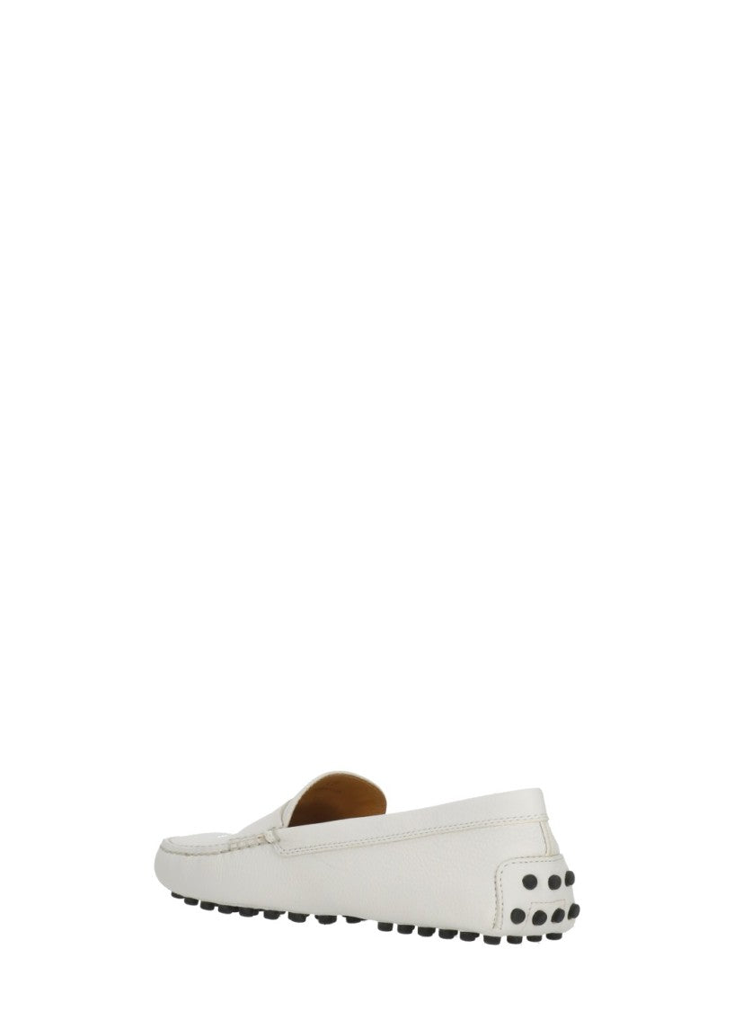 Tod's Ivory Side Metal Logo Loafers