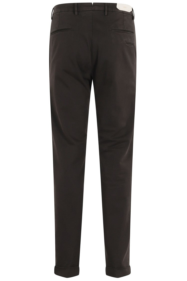 Briglia Dark Brown Flat-Stomach Cuffed Hem Cotton Straight-Leg Pants