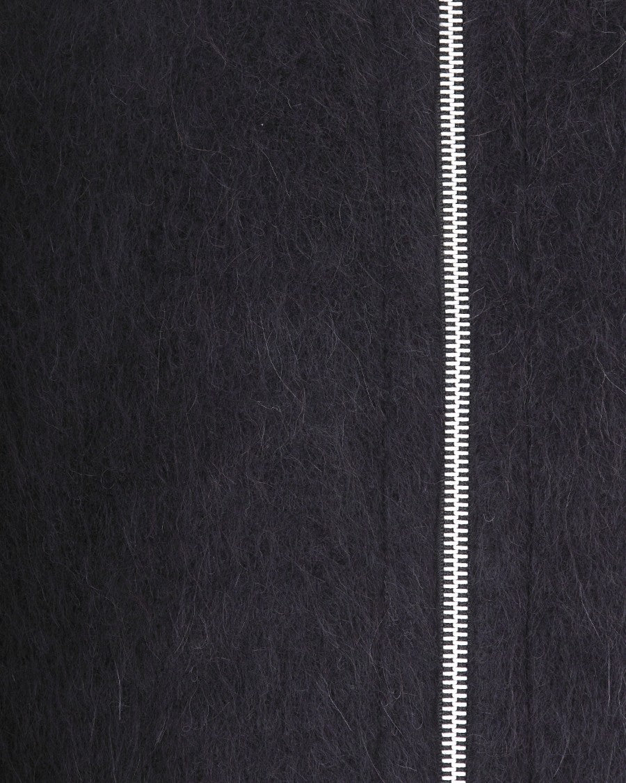 Our Legacy Hooded Full Zip Knitwear In Hairy Black Wool