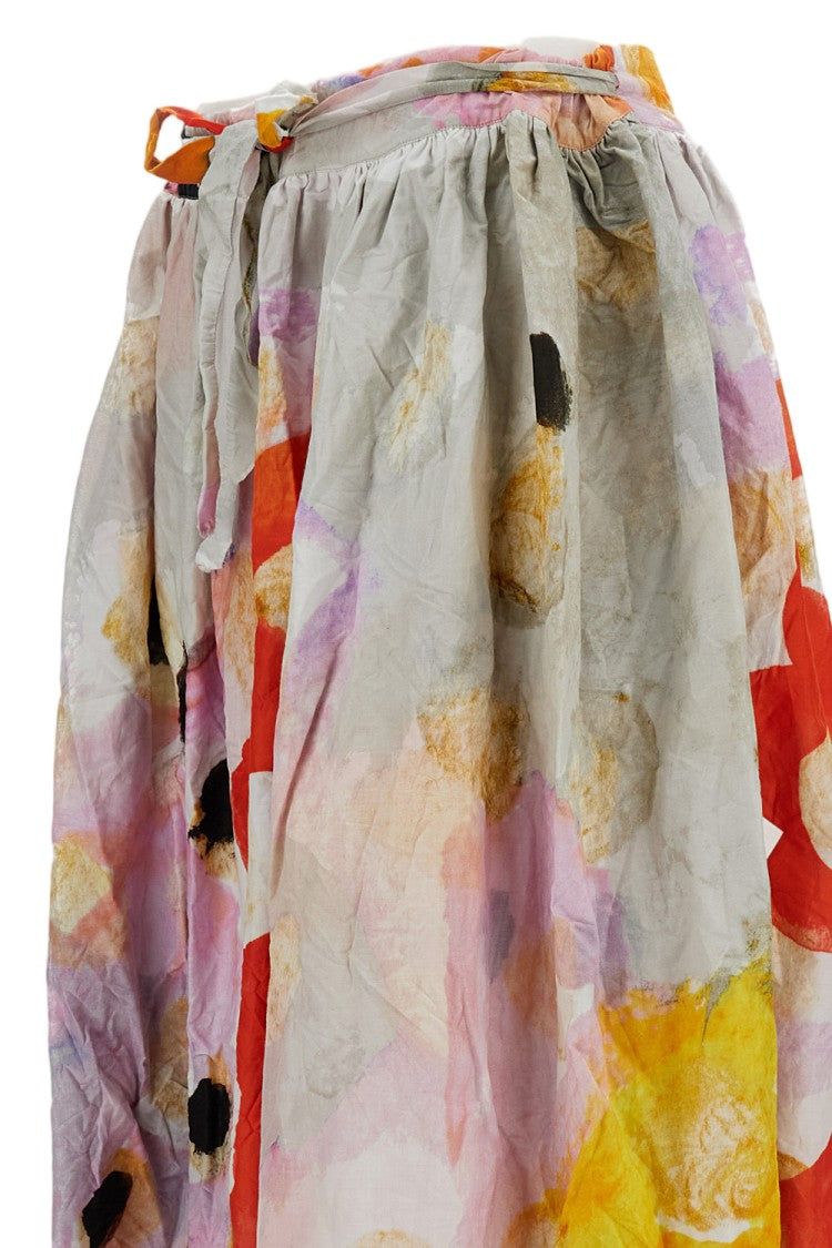 Daniela Gregis Cotton Balloon Skirt With Abstract Multicolor Print