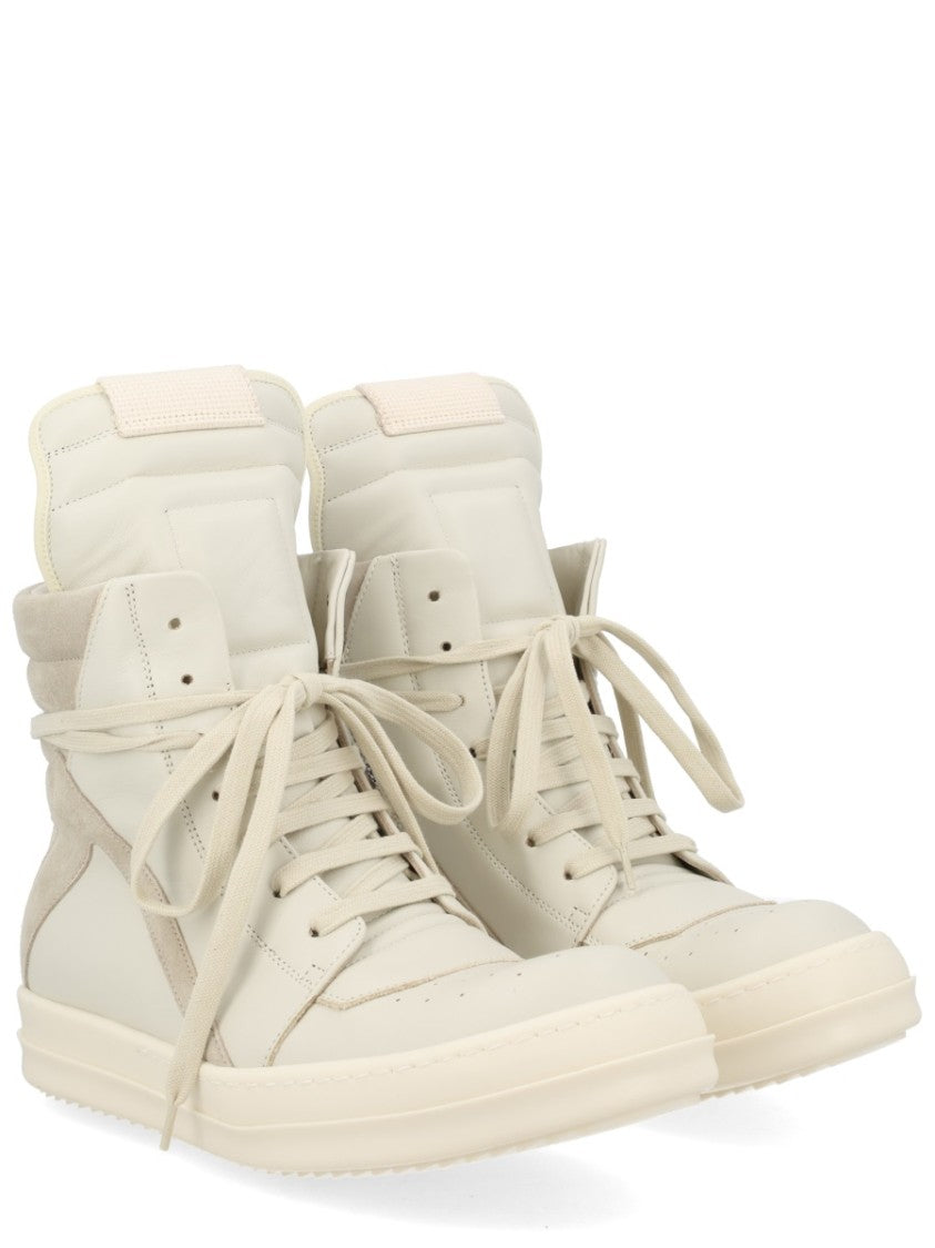Rick Owens Geobasket High-Top Suede Panels Sneakers