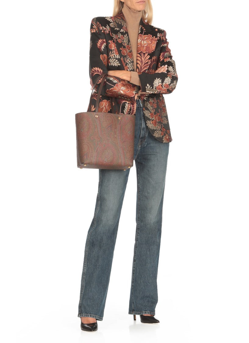 Etro Pochette-Equipped Cotton Shopping Bag With Paisley Design
