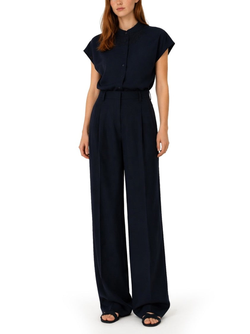 Fabiana Filippi Wide-Leg Viscose Linen Pleated Trousers