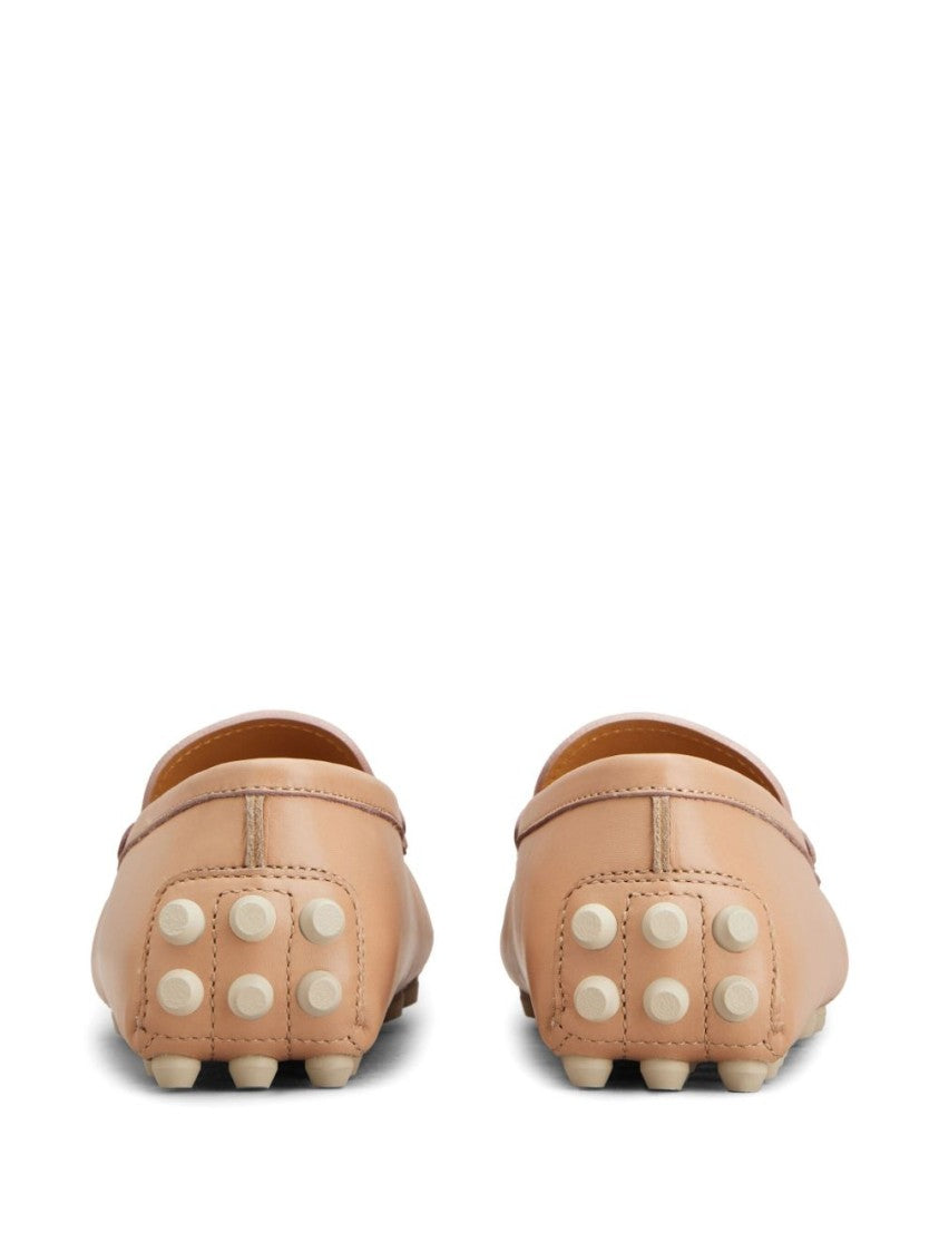 Tod's Beige Calfskin Loafers With Studded Sole