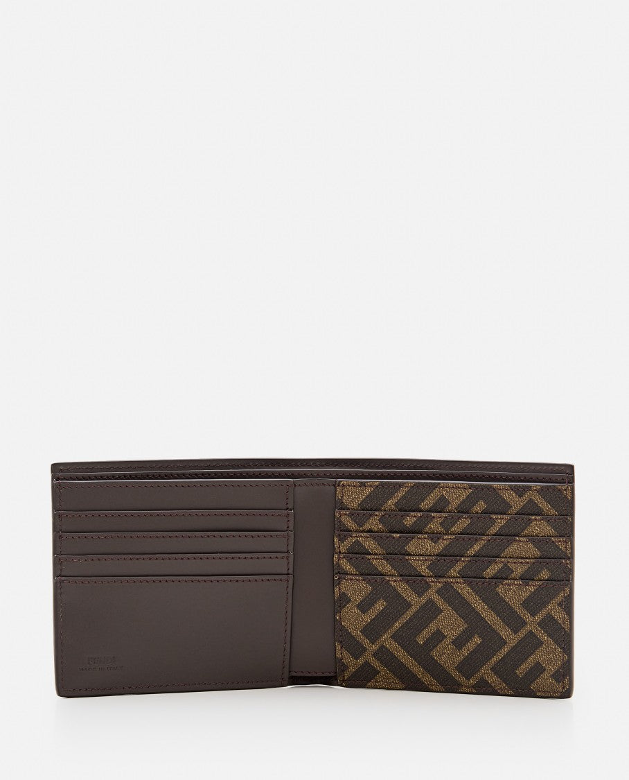 Fendi Brown Ff Jacquard Billfold Wallet With Metal Logo