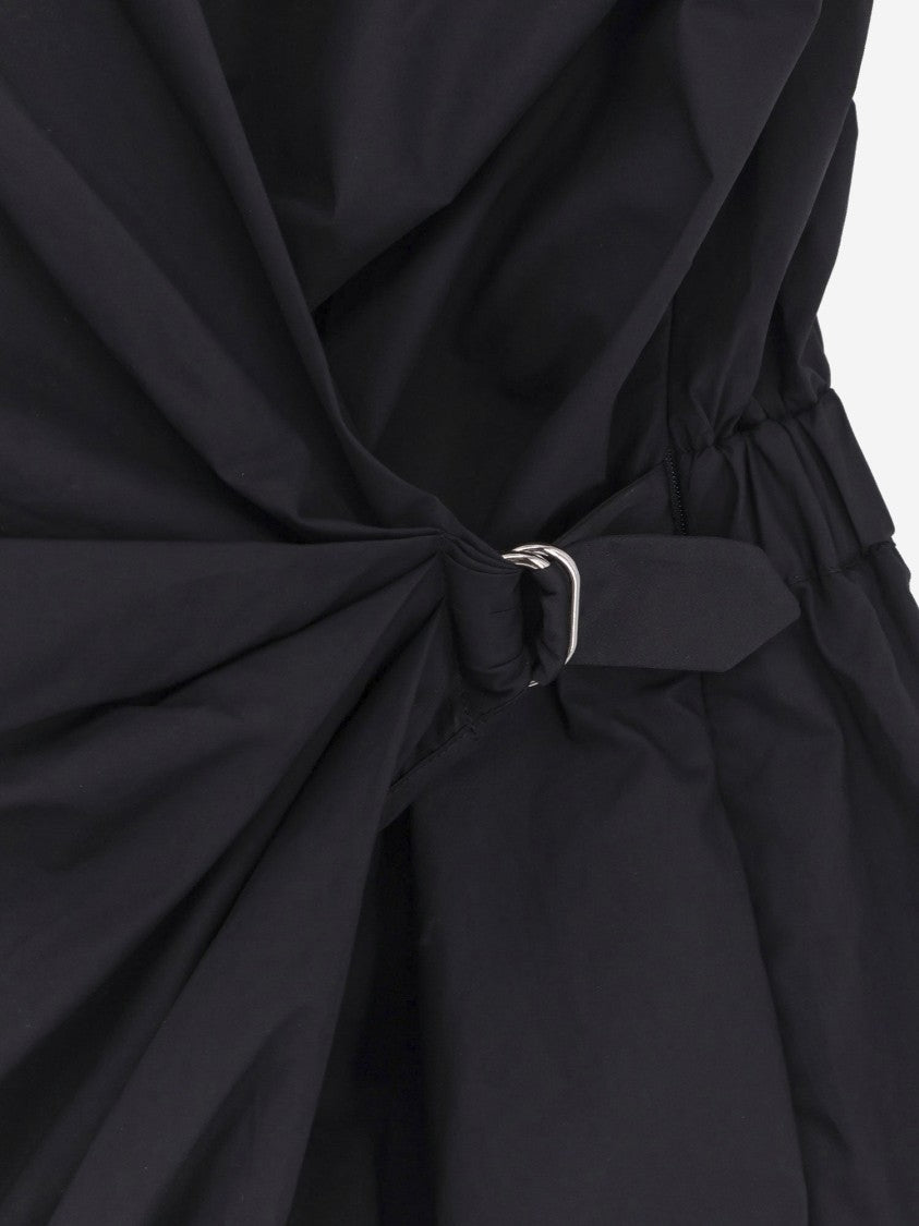 Pinko Cotton Dress With Pleated Skirt And Buttoned Shoulders