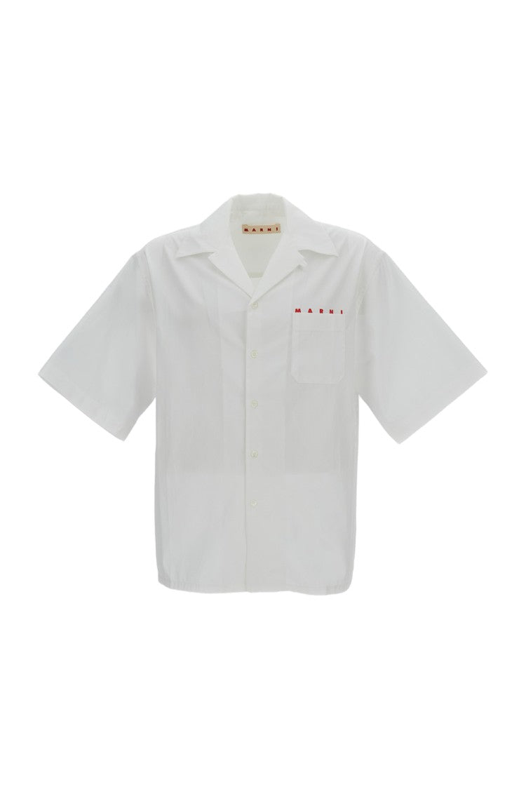 Marni White Cotton Short-Sleeve Logo Shirt