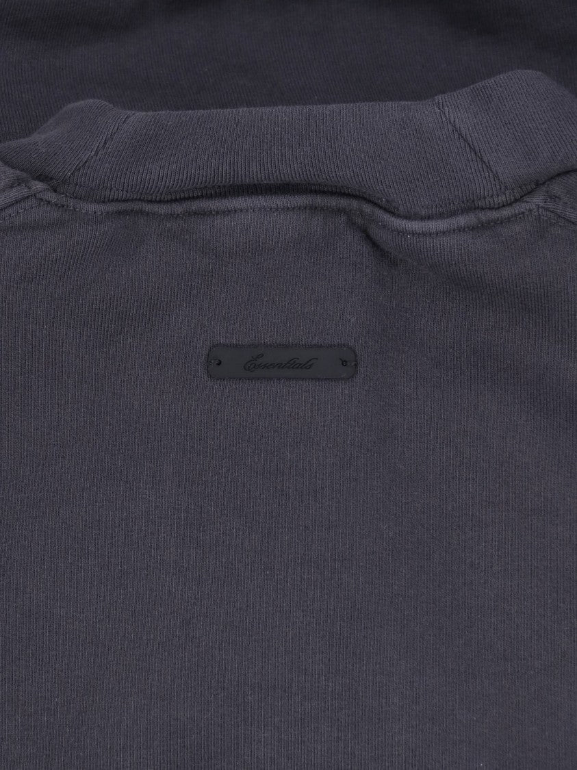 Fear Of God Essentials Black Cropped Arched Logo Raglan Sweatshirt