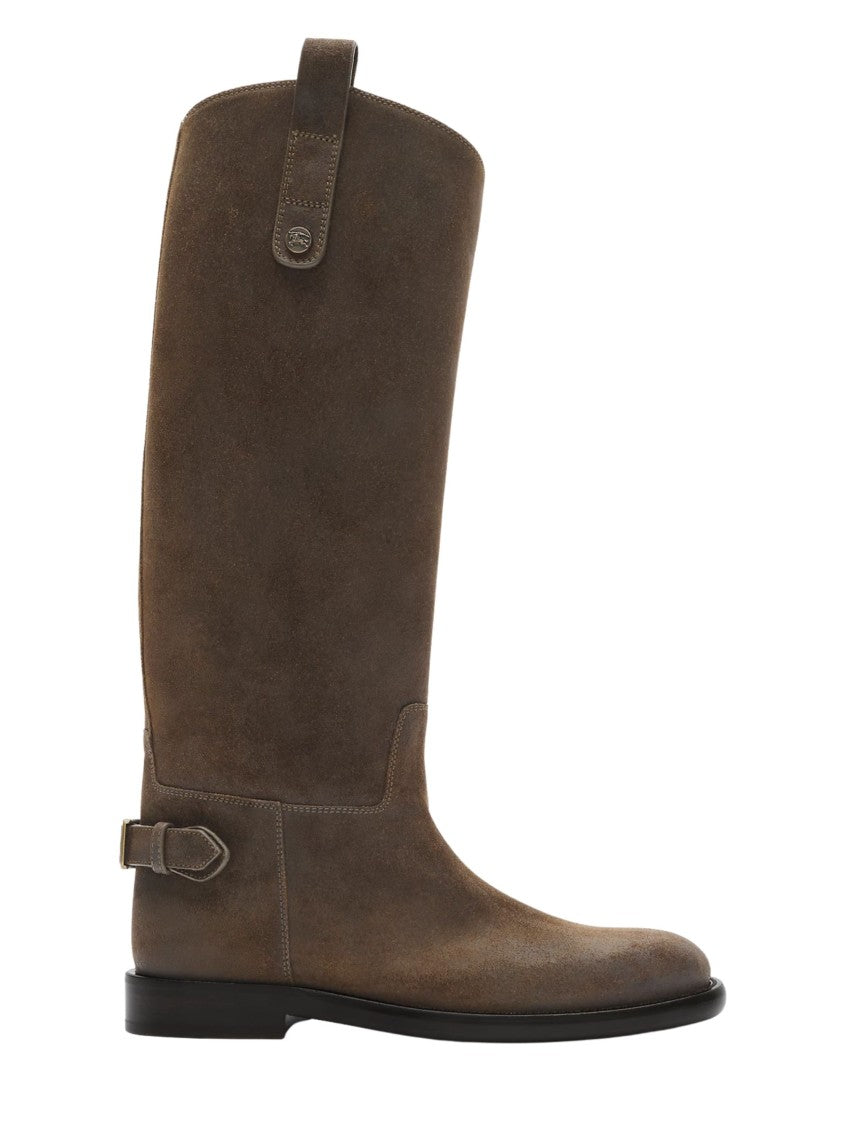 Burberry Loch Green Suede Cavalier Boots