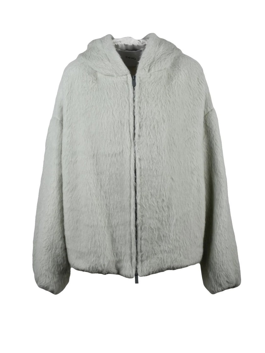 Hevo Plush Green Coat With Hood And Adjustable Hem