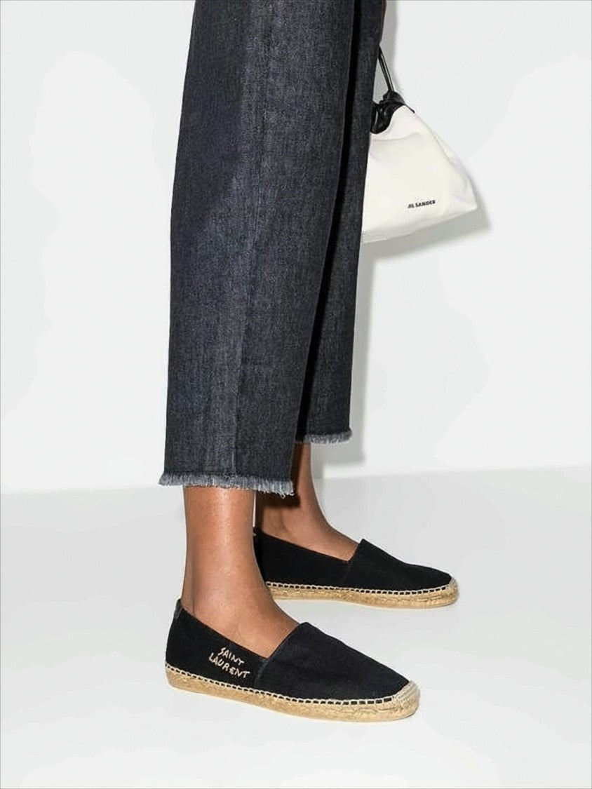 Saint Laurent Slip-On Black Canvas Espadrilles With Natural Jute Sole