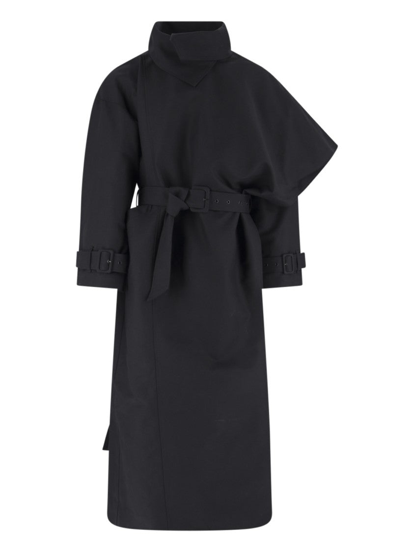 Entire Studios Black Asymmetrical Cape Overlay Jacket