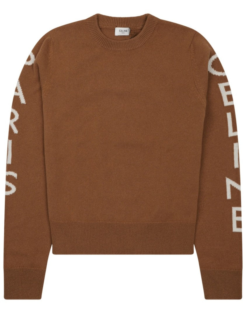 Celine Wool And Cashmere Blend Sweater With Logo Accents
