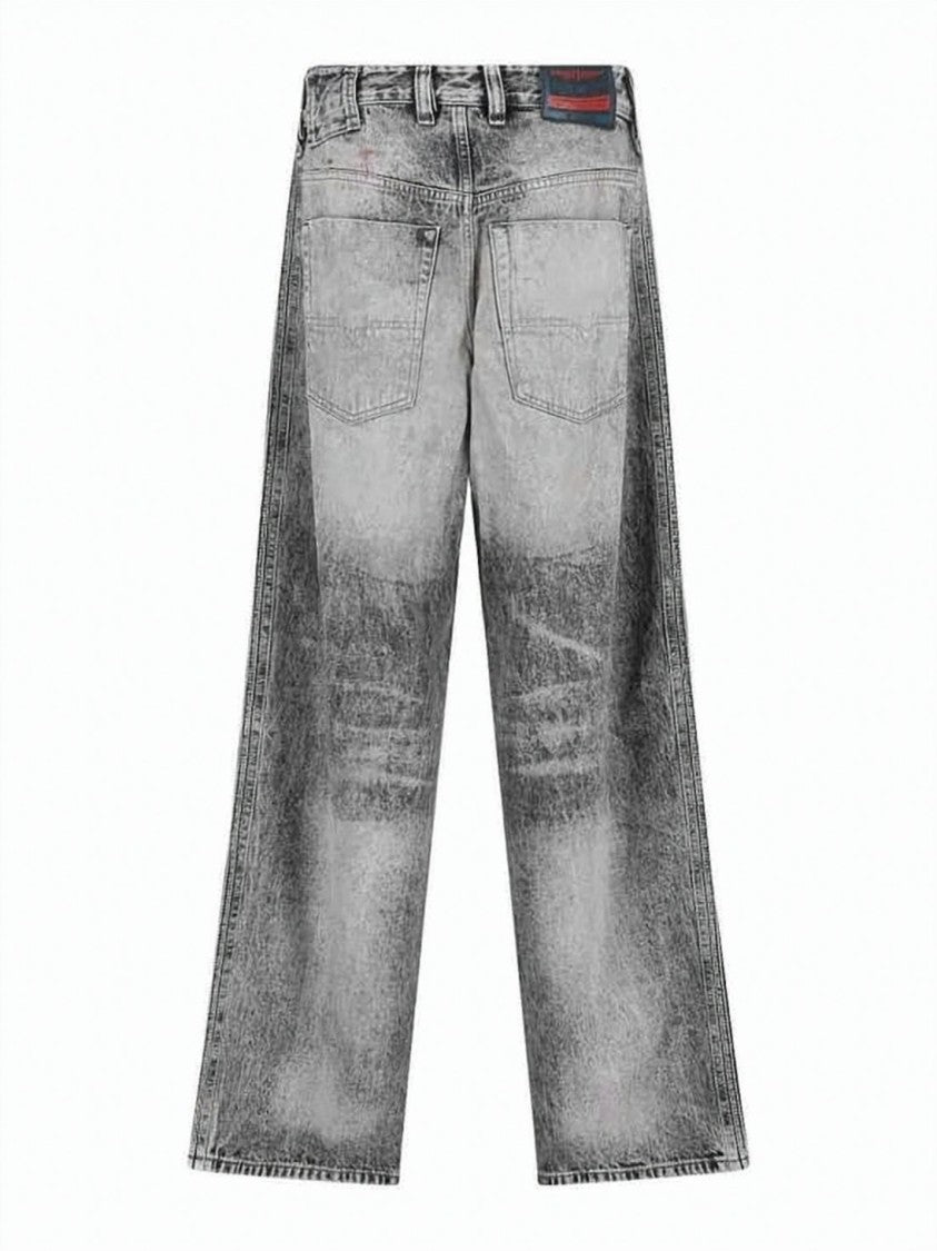 Diesel Washed Grey Relaxed-Fit Denim Pants With Classic Five-Pocket Design