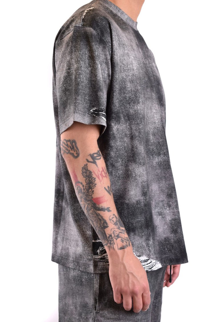 Diesel Mottled Black And Grey Distressed T-Shirt
