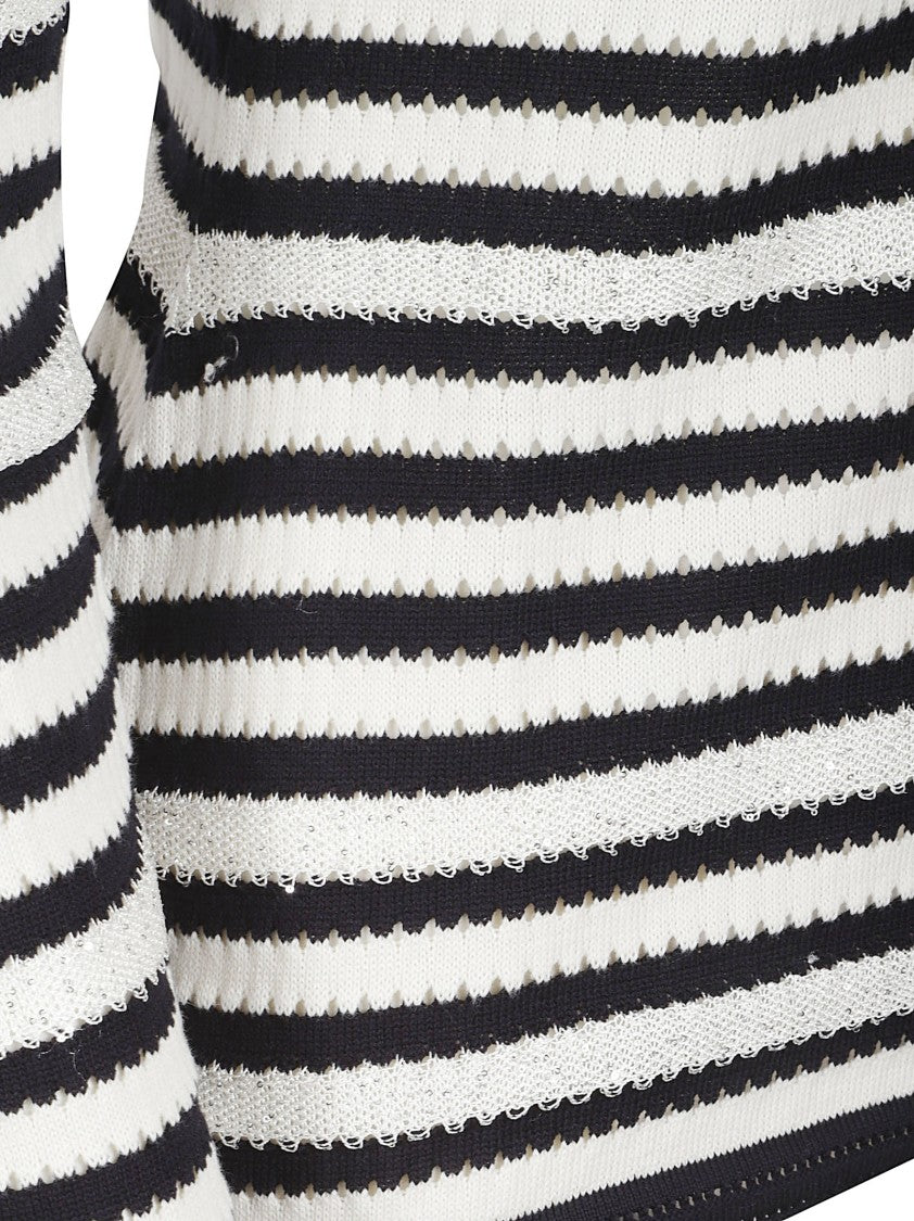 Fabiana Filippi V-Neck Fitted Sweater With Striped Pattern